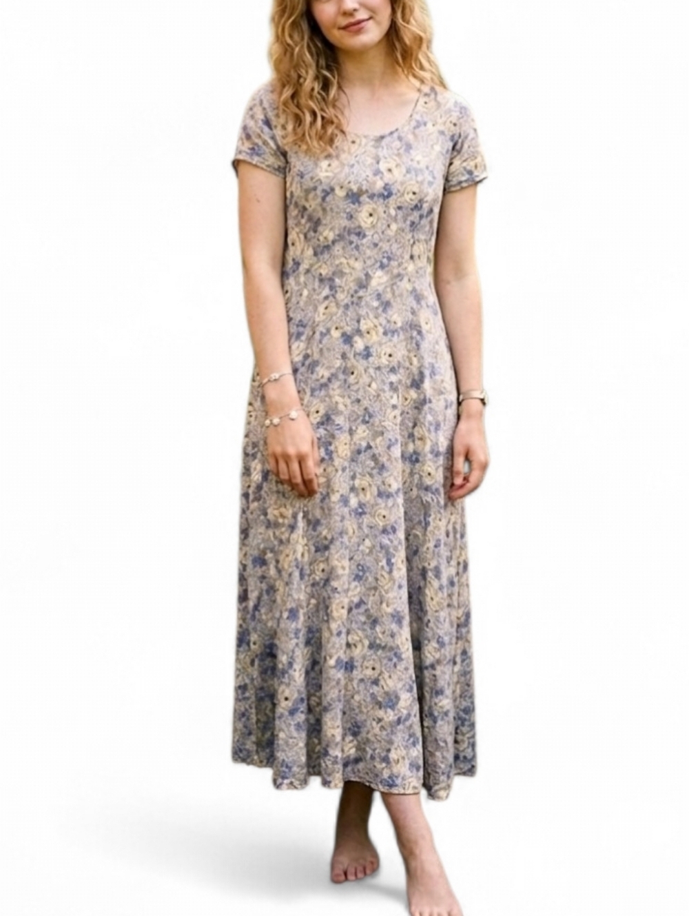 Vintage 90s All That Jazz Floral Maxi Dress Cottagecore Whimsigoth Size 9/10